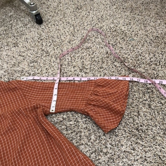 Madewell Veranda Bell Sleeve Windowpane Shirt Size Small Burnt Orange - Picture 9 of 9